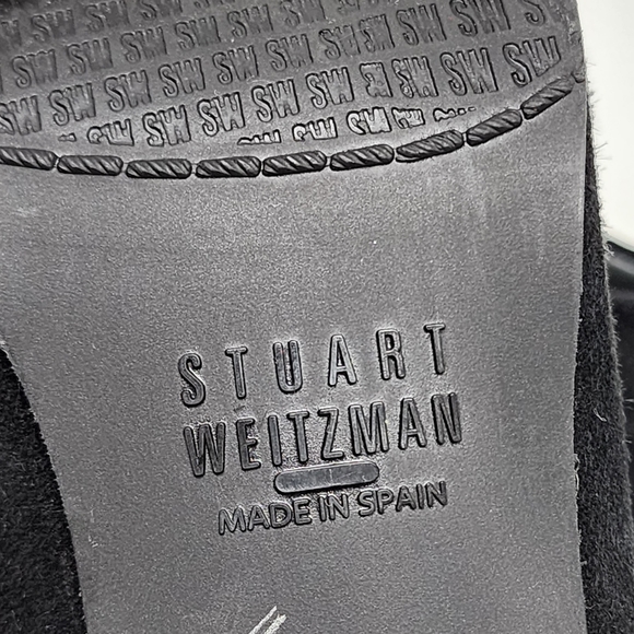 Stuart Weitzman Black Suede Heeled Booties 8M - Picture 12 of 13